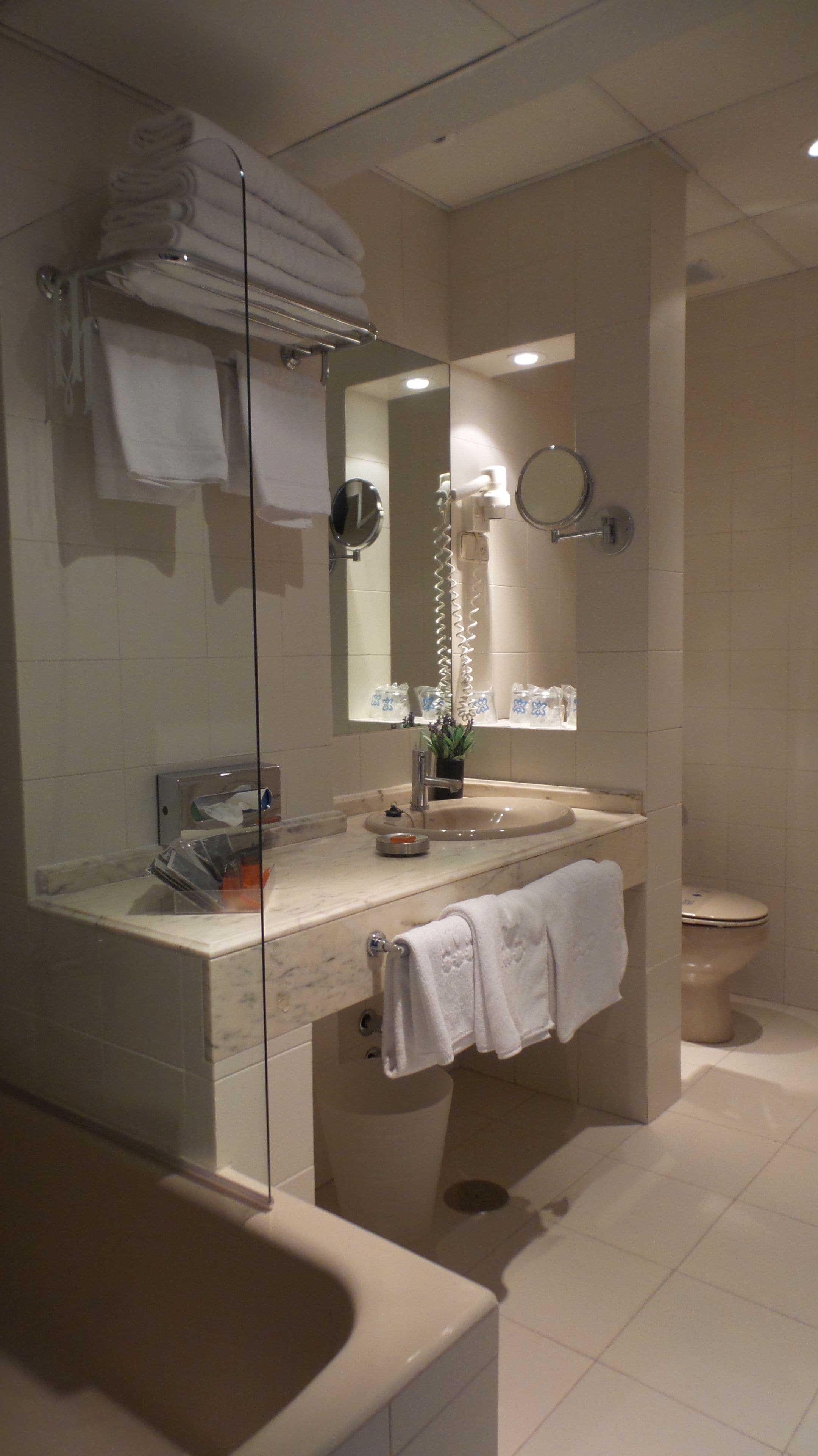 free toiletries, hair dryer, towels, soap