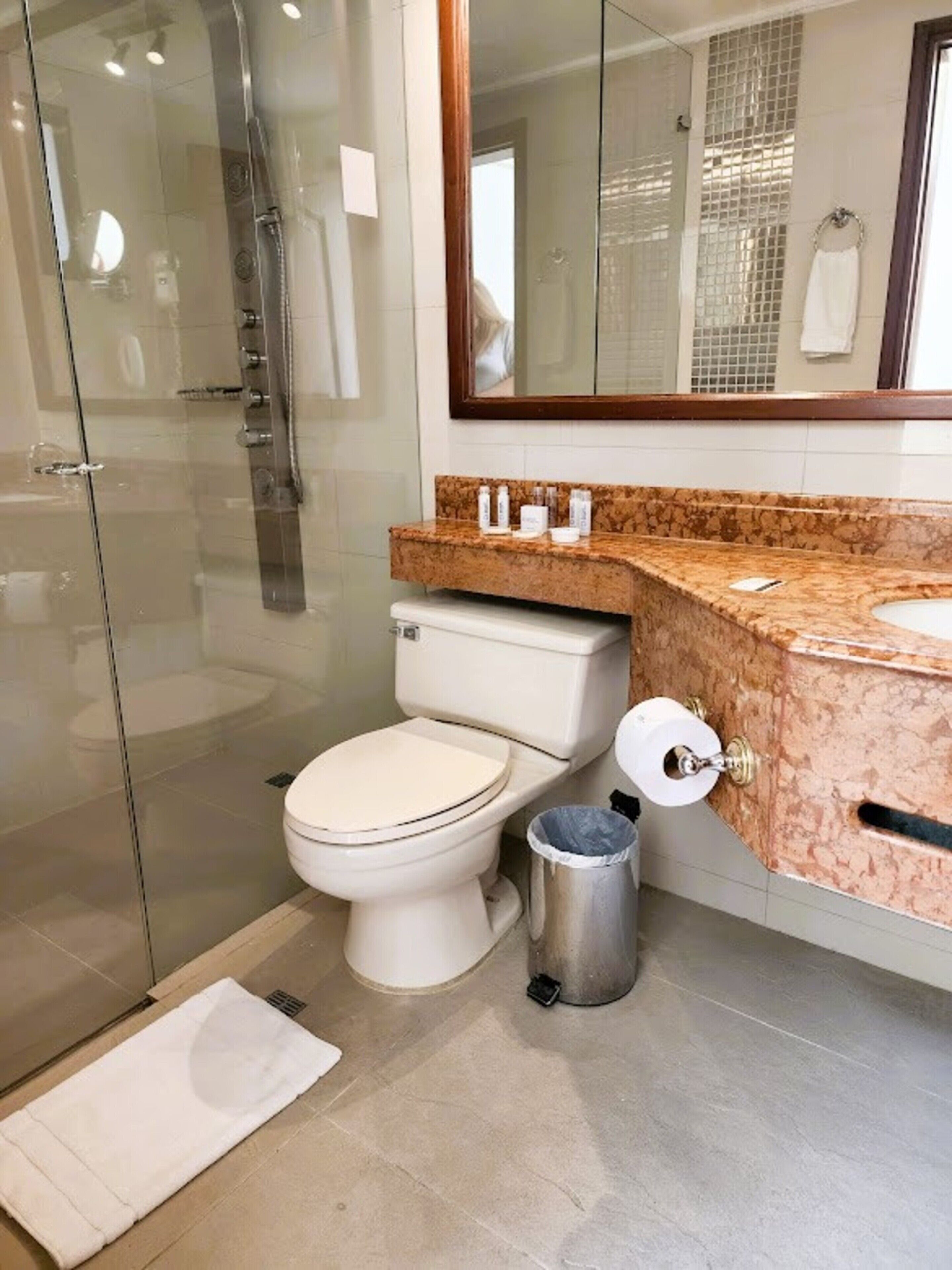 free toiletries, hair dryer, towels