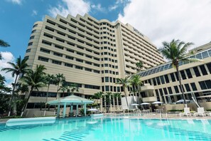 Outdoor pool, pool umbrellas