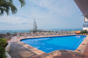 3 outdoor pools, open 9:00 AM to 8:00 PM, pool umbrellas, sun loungers