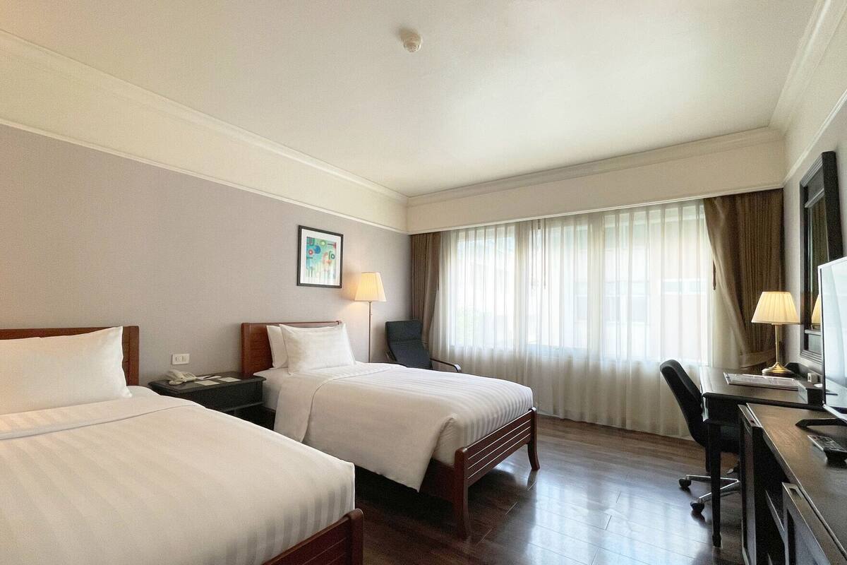 In-room safe, desk, laptop workspace, blackout drapes