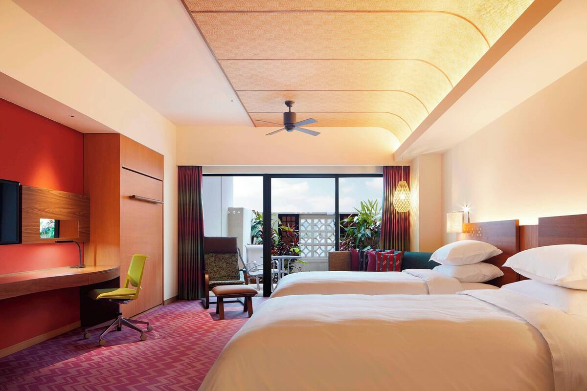 Premium bedding, down comforters, pillowtop beds, in-room safe