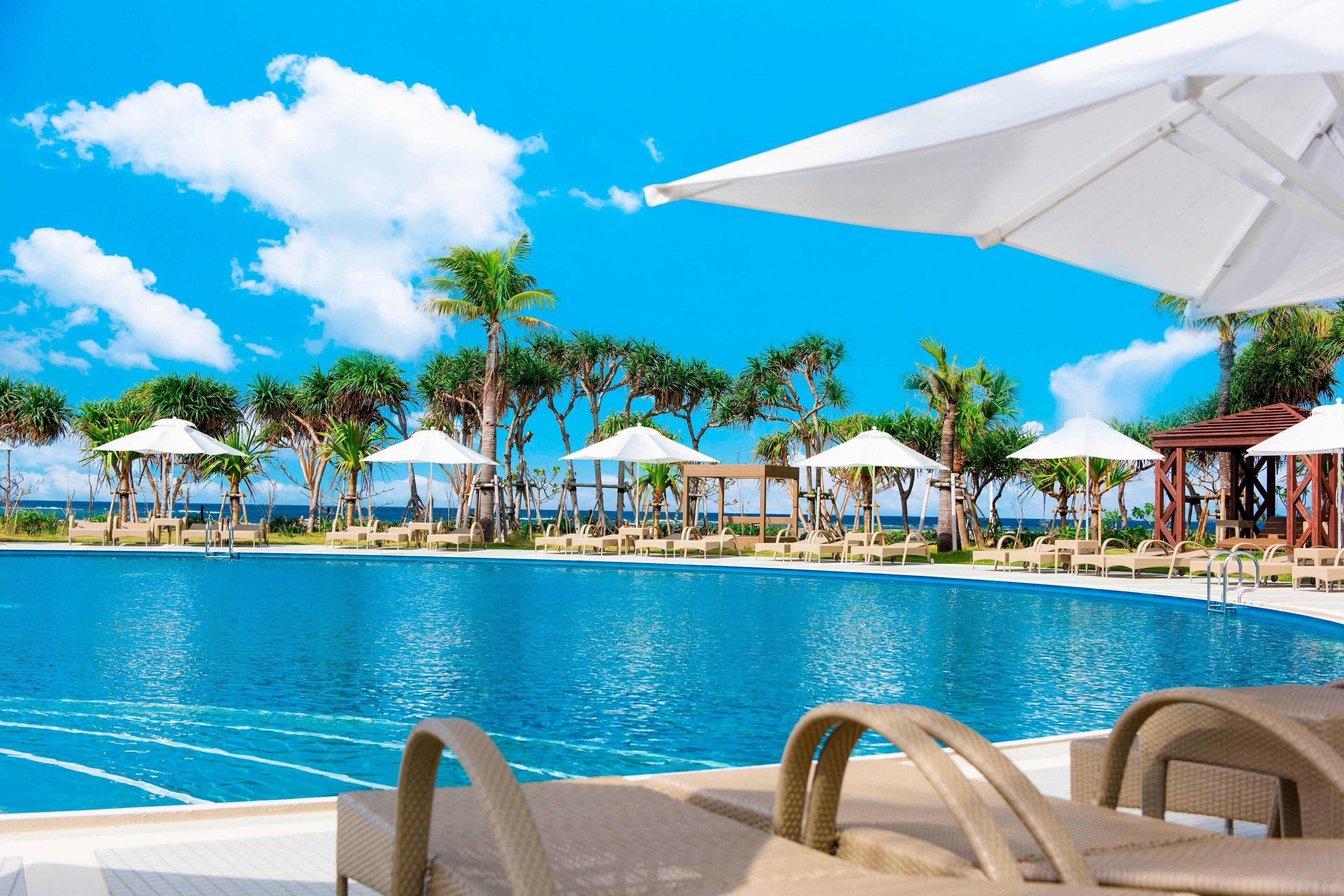 indoor pool, seasonal outdoor pool, free pool cabanas, pool umbrellas