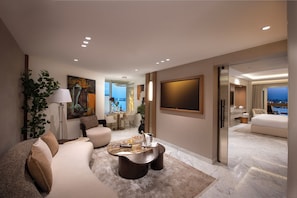 Elite Signature Suite | Living area | 25-inch TV with satellite channels, fireplace - Sonesta St George Hotel Luxor (Luxor)