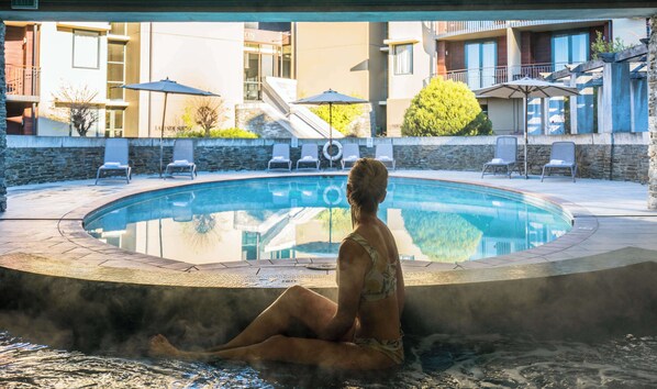 Indoor pool, outdoor pool, open 6:00 AM to 11:00 PM, pool umbrellas