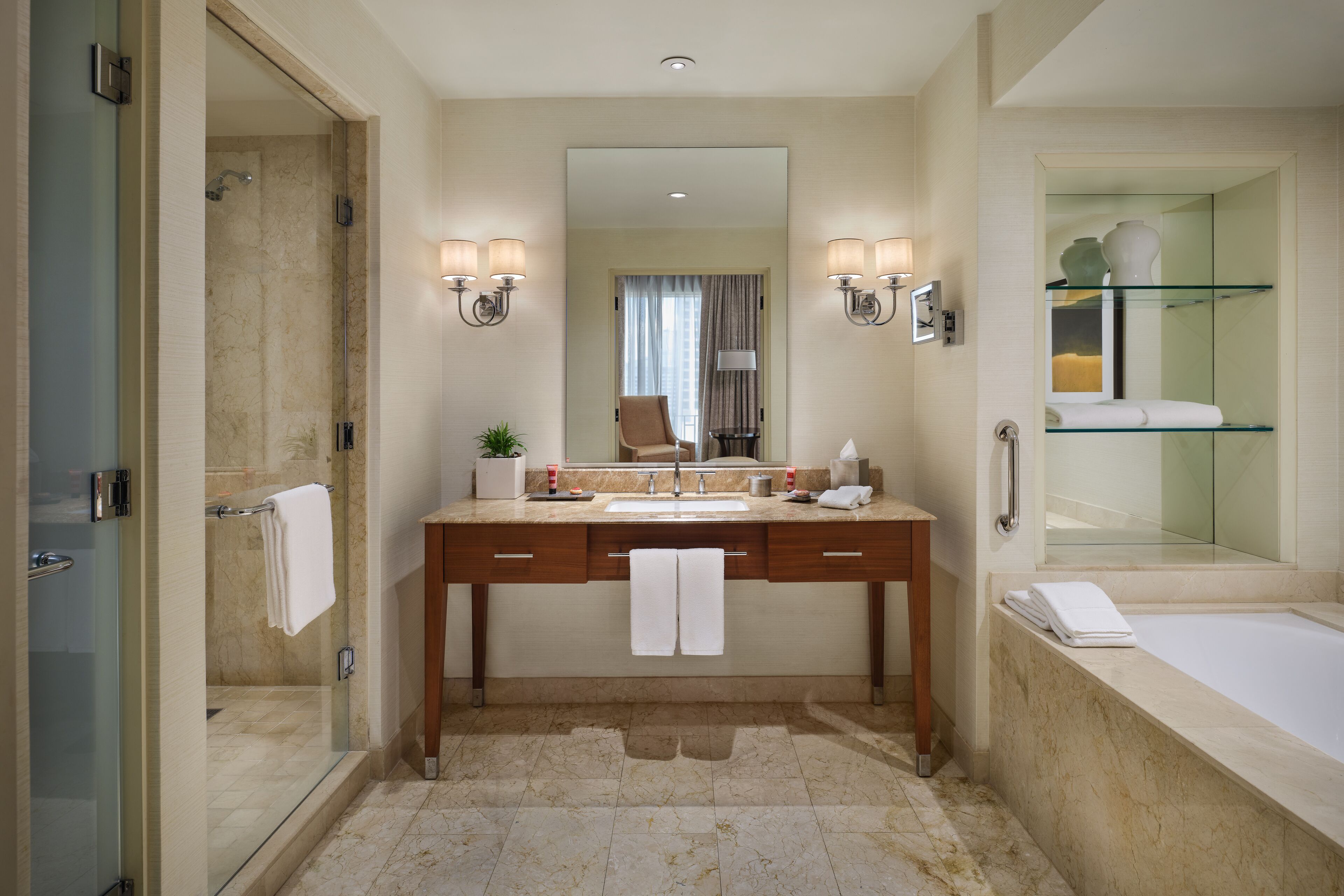 executive room, 1 king bed, non smoking, tower | bathroom | separate bathtub and shower, deep-soaking bathtub, designer toiletries