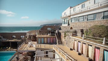 Kolam renang terbuka bermusim, kerusi lepak pantai