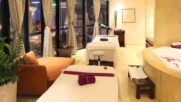 Hot tub, steam room, body treatments, aromatherapy, Swedish massages