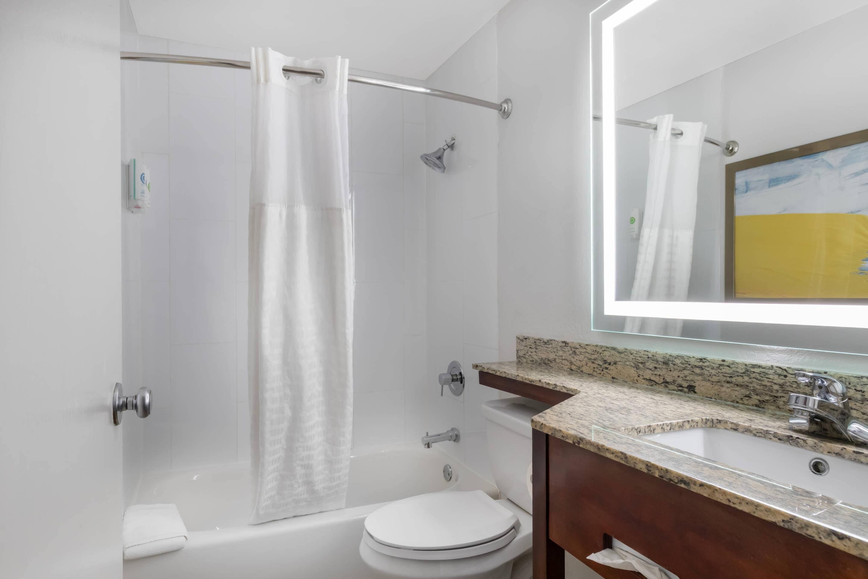 Une salle de bain moderne avec une baignoire, des toilettes et un lavabo.