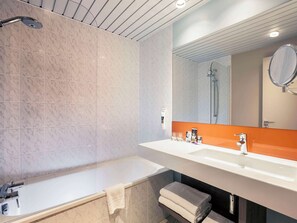 Eco-friendly toiletries, hair dryer, towels