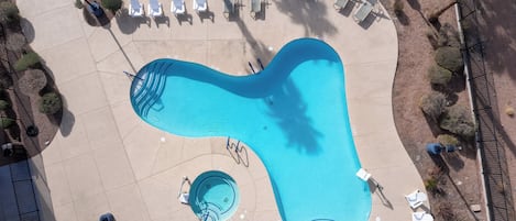 Outdoor pool, pool loungers