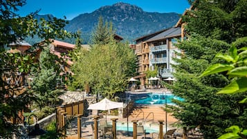 Outdoor pool, pool loungers