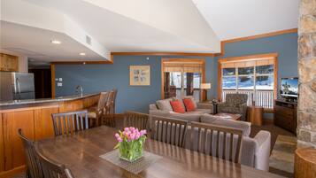 Platt-tv, eldstad och dvd-spelare