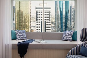 In-room safe, desk, laptop workspace, blackout curtains