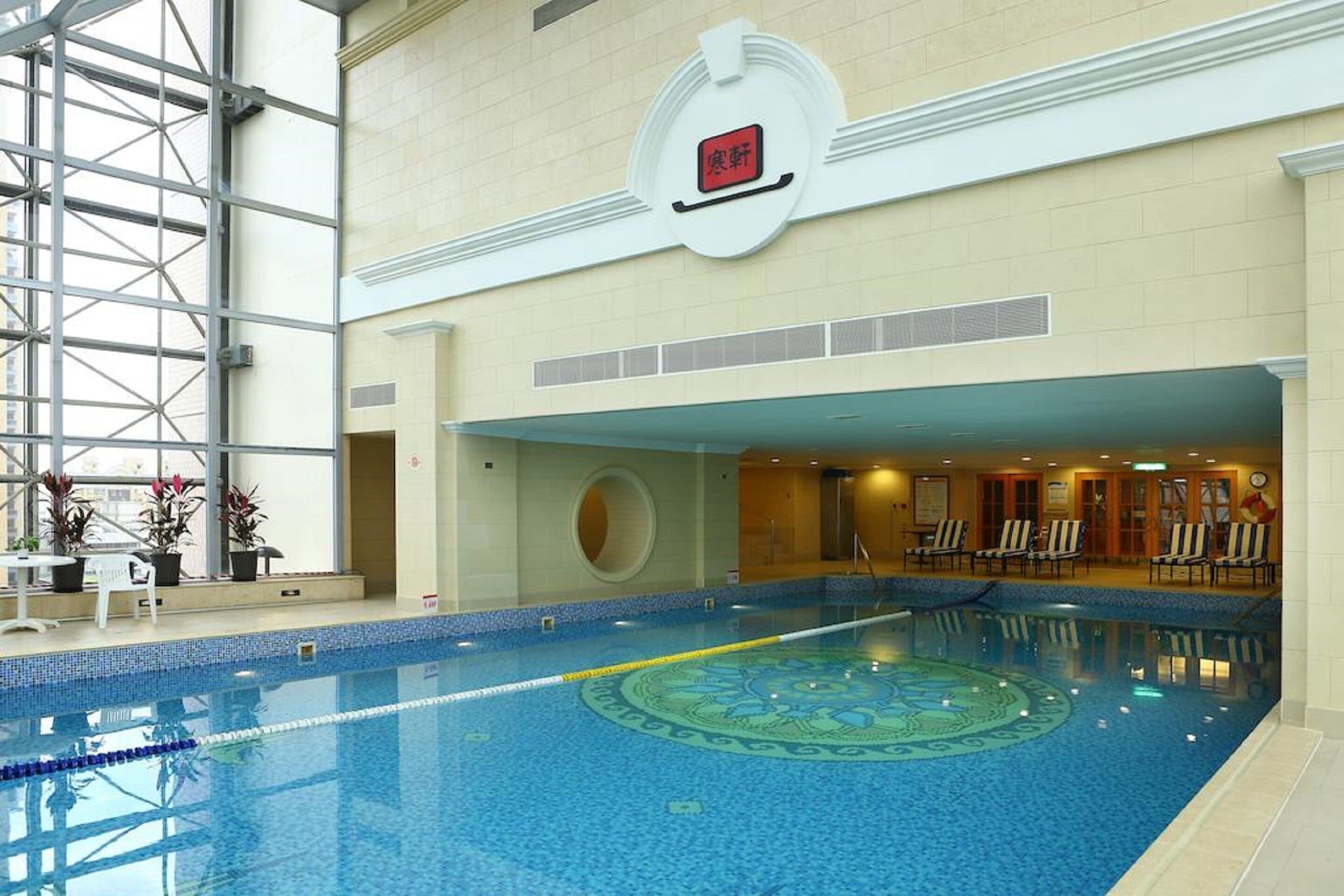 indoor pool, open 2:00 pm to 9:00 pm, pool loungers