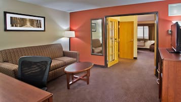 Individually furnished, desk, laptop workspace, blackout drapes