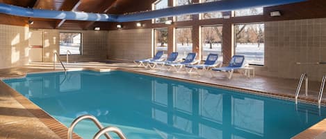 Indoor pool, open 7:00 AM to 10:00 PM, sun loungers