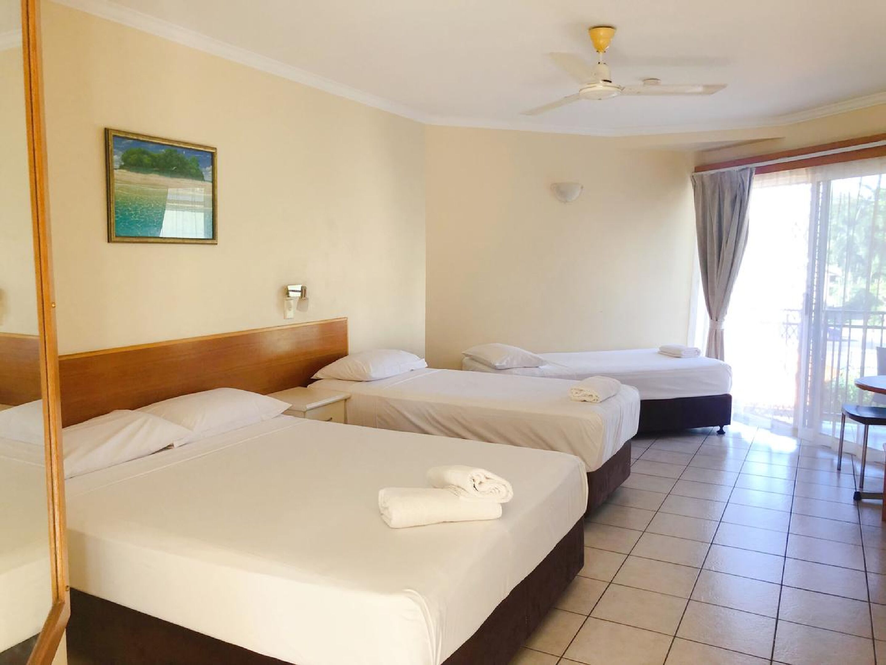 family reef studio | in-room safe, desk, soundproofing, iron/ironing board