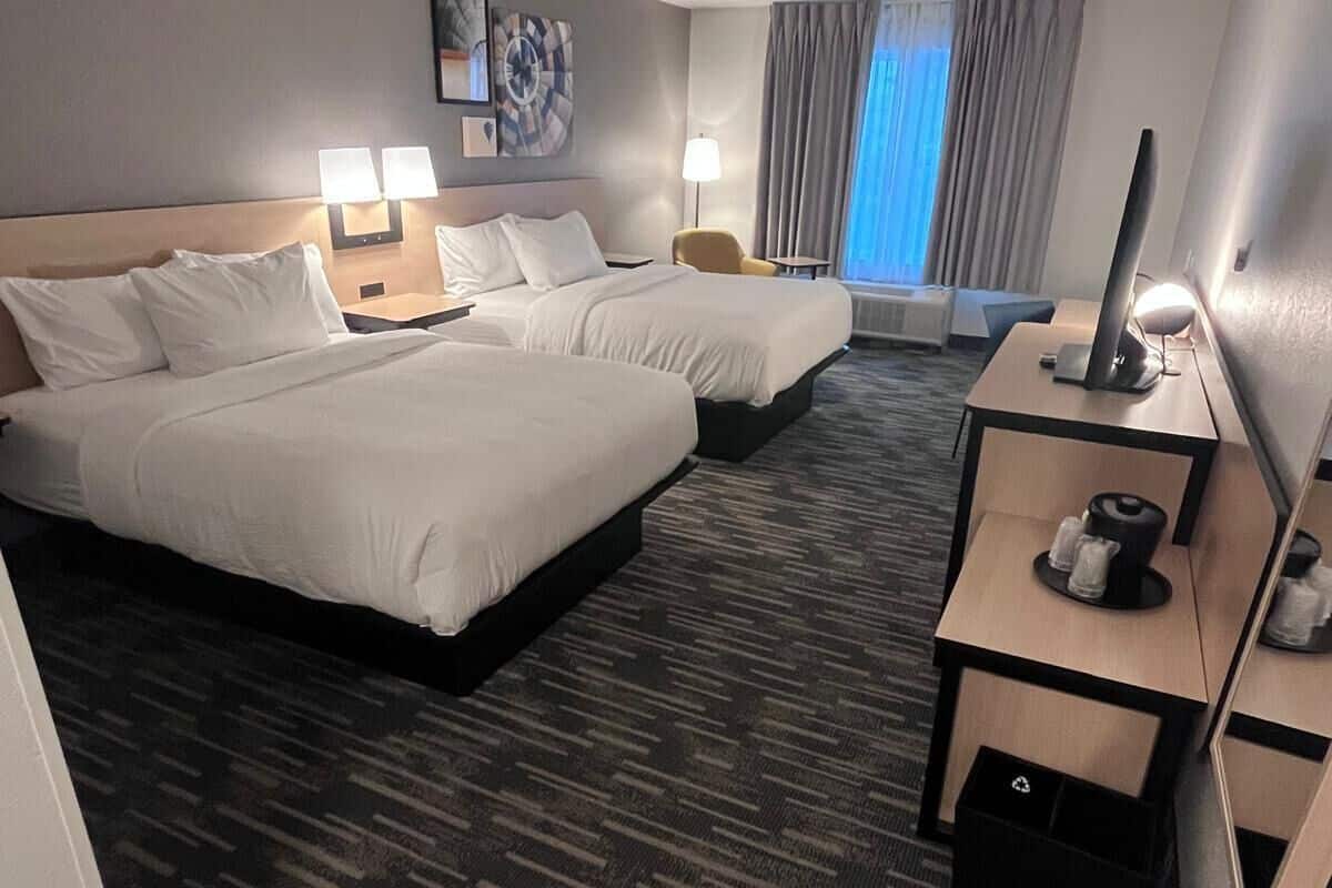 Room, 2 Queen Beds (Mobility/Hearing Accessible, Tub) | Premium bedding, in-room safe, desk, iron/ironing board