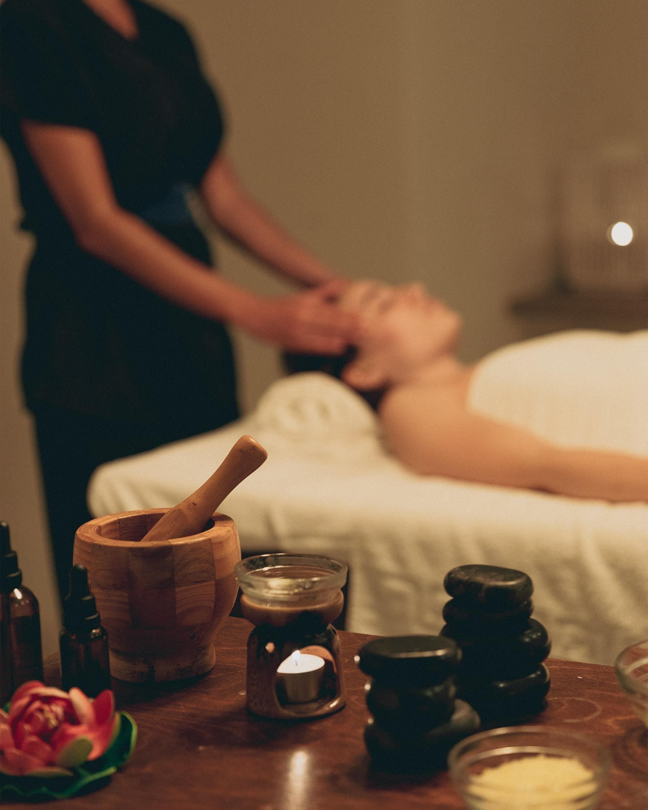 Outdoor treatment area, Turkish bath/hammam, body treatments, facials