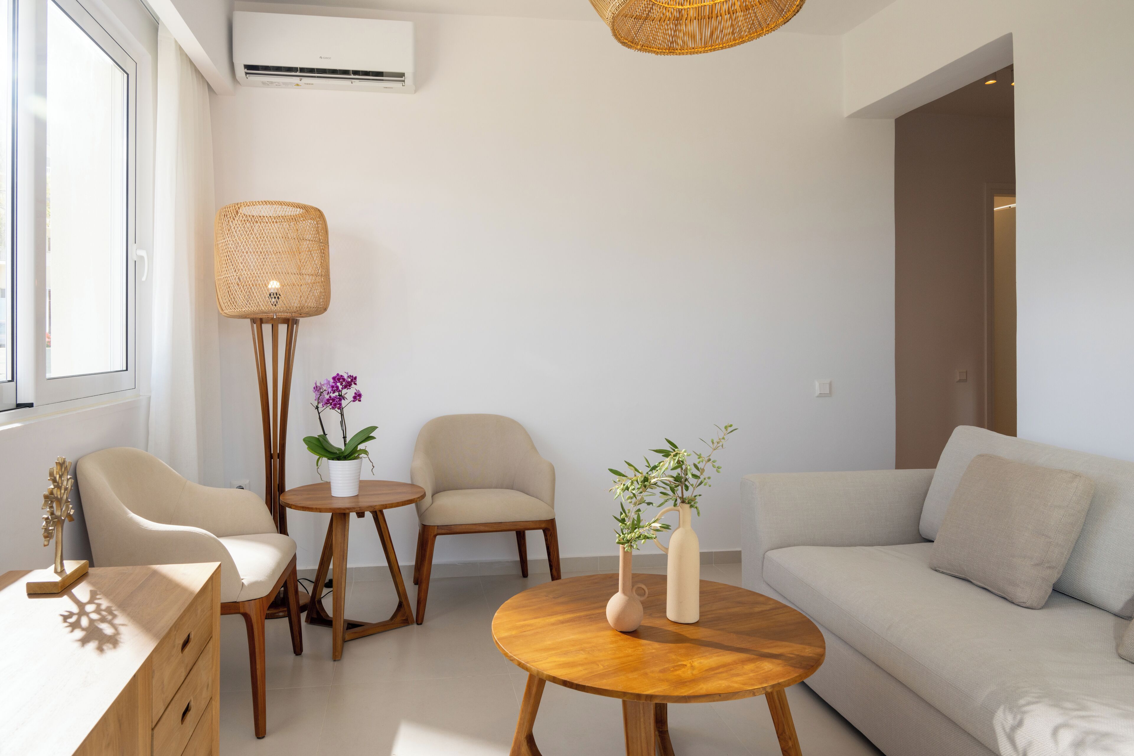 apartment | living area | 50-inch flat-screen tv with satellite channels