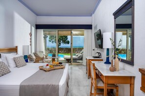 Deluxe Room, 1 Bedroom, Pool Access | Down comforters, in-room safe, desk, laptop workspace - Leptos Panorama Hotel (Chania)