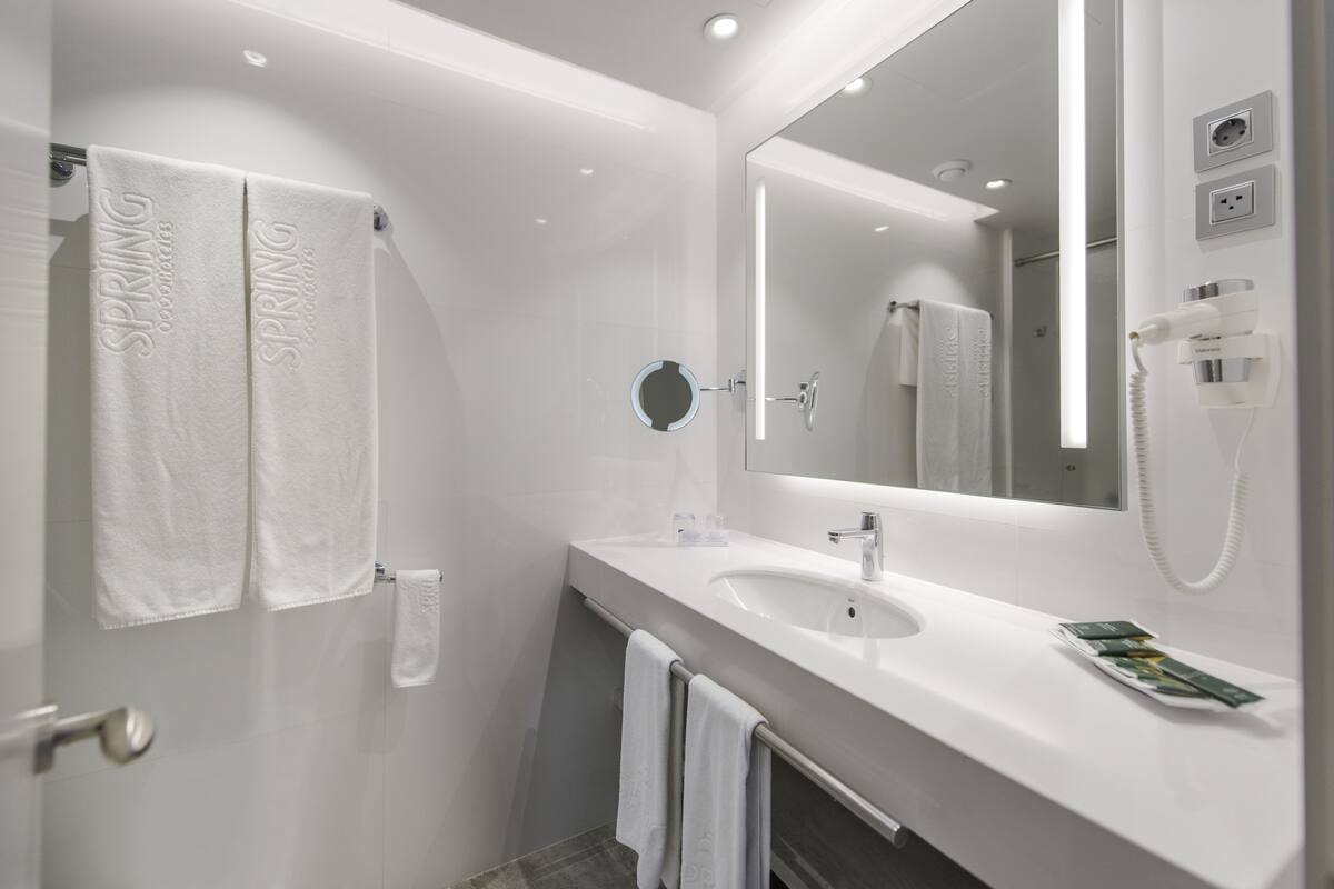 shower, eco-friendly toiletries, hair dryer, bidet