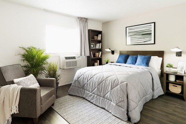 1 dormitorio, escritorio, wifi gratis y ropa de cama