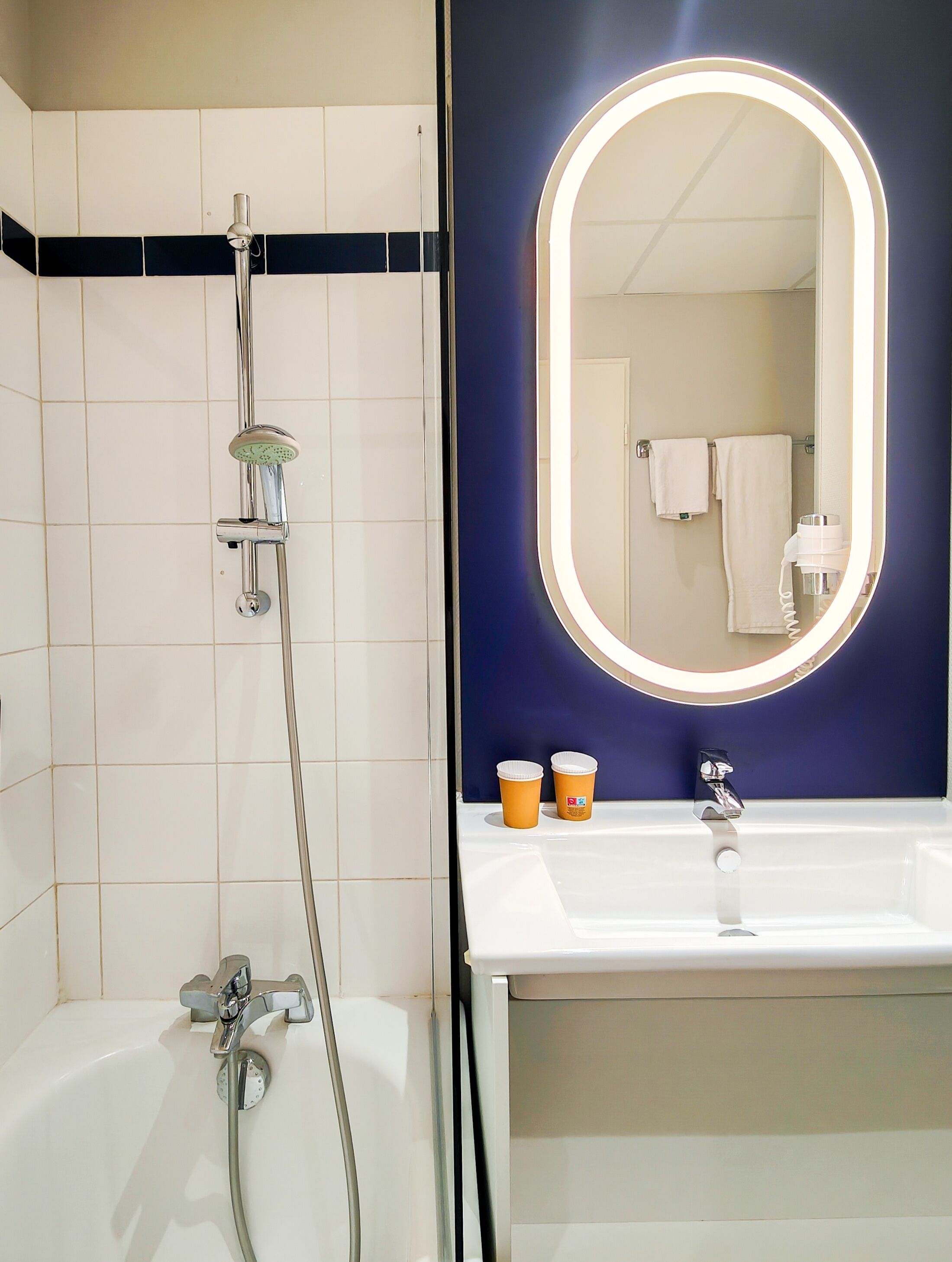 eco-friendly toiletries, hair dryer, towels, soap