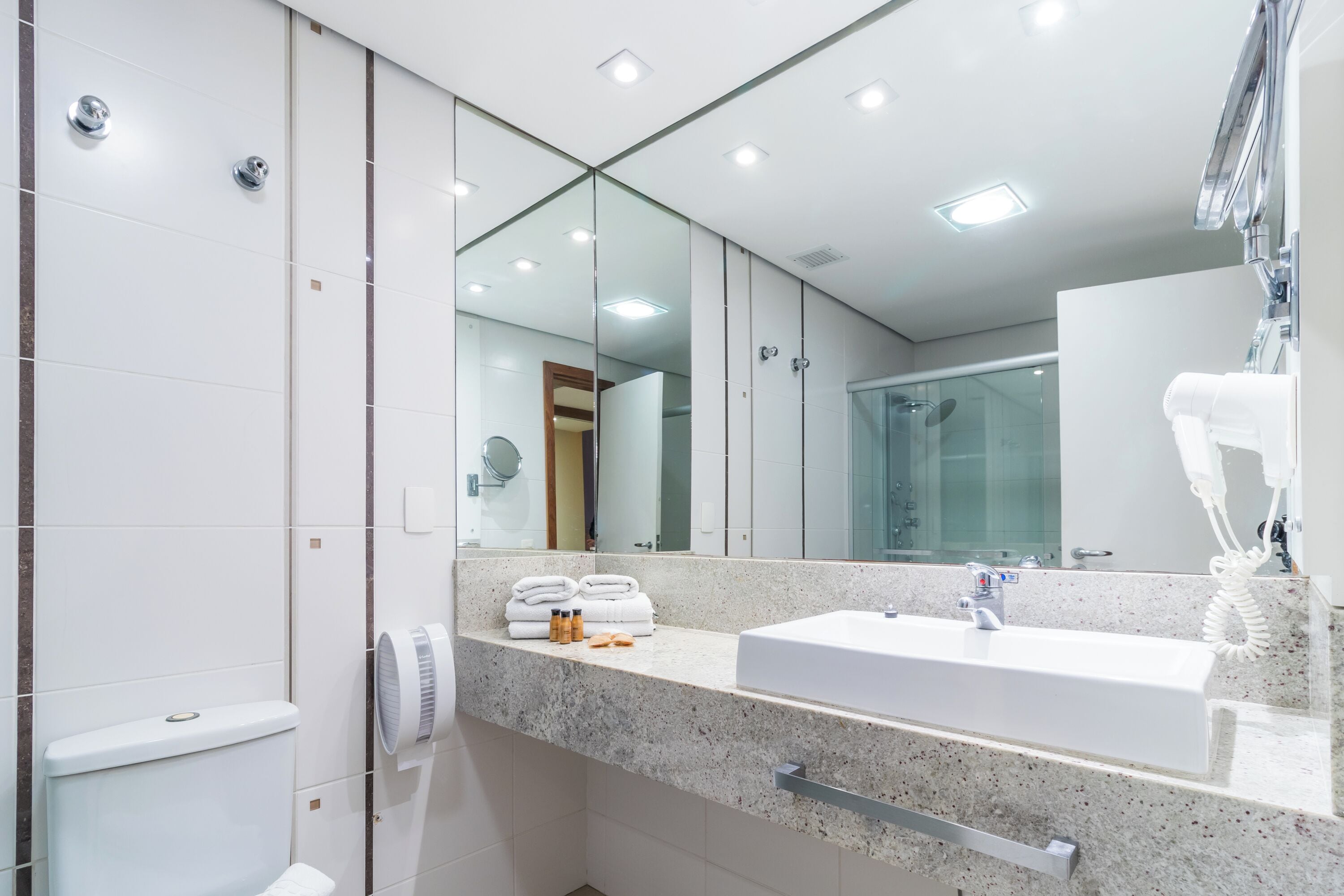 luxury double room | bathroom | free toiletries, hair dryer, towels