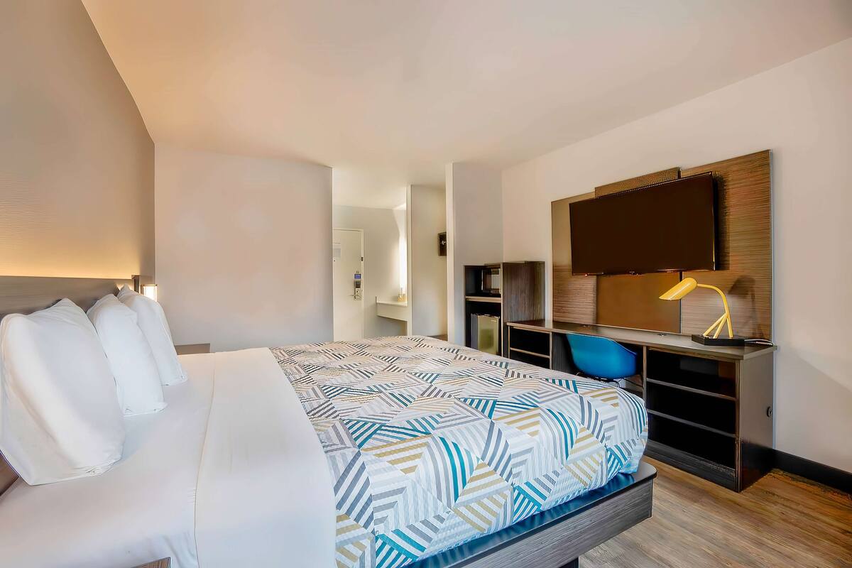 Blackout curtains, iron/ironing board, free WiFi, bed sheets