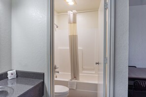 Room, 2 Queen Beds | Bathroom | Shower, free toiletries, hair dryer, towels
