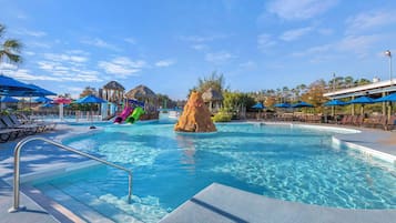 2 outdoor pools, pool umbrellas, pool loungers