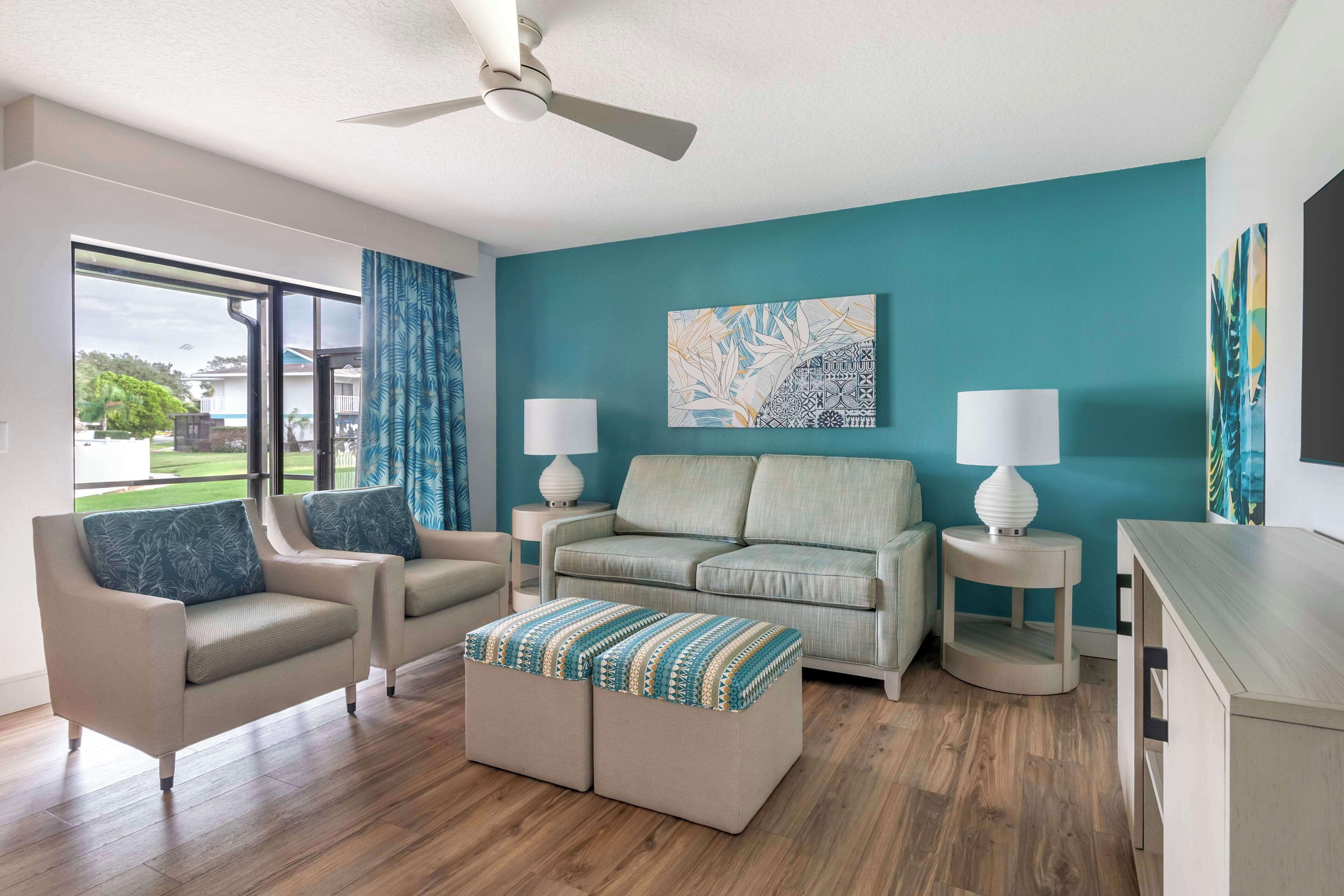 2 bedroom suite 1 king bed and 2 twin or 1 queen bed | living area | flat-screen tv, dvd player