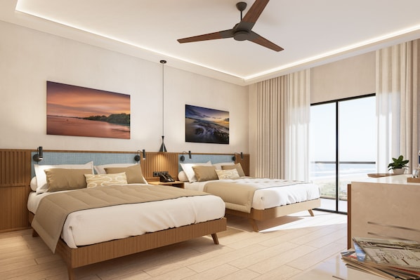 Premium bedding, down comforters, minibar, in-room safe