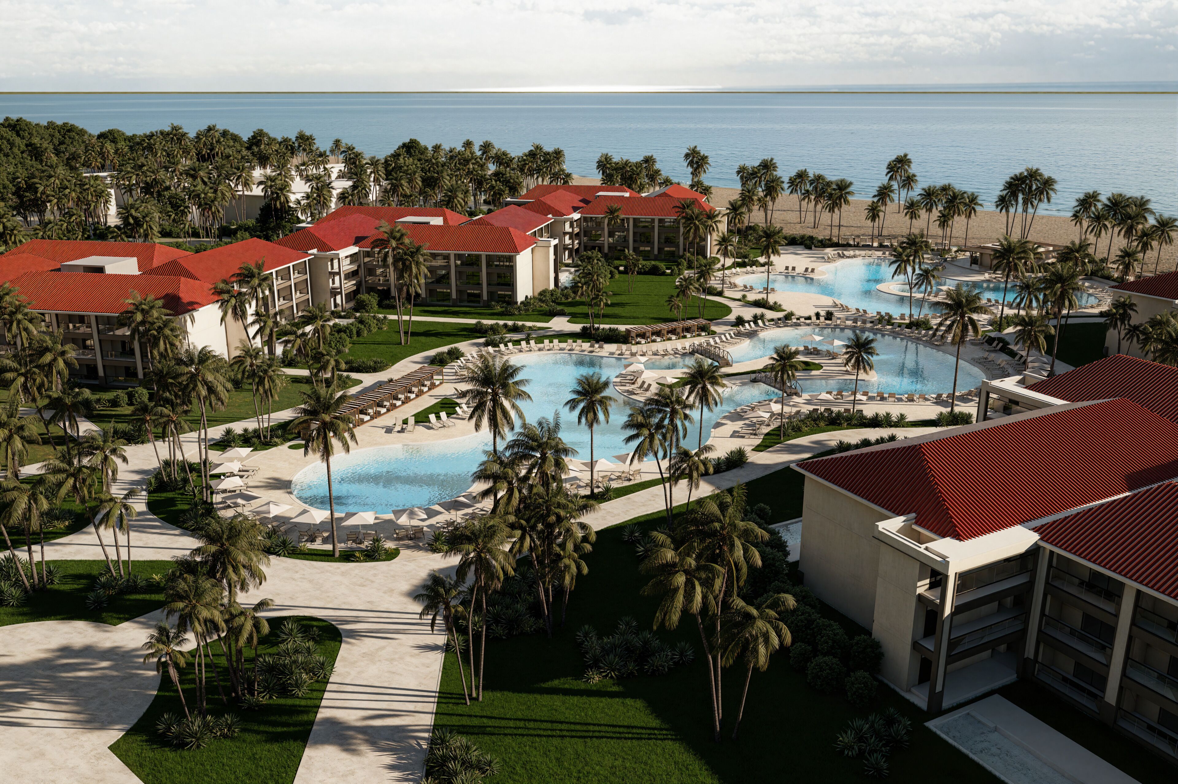 5 outdoor pools, pool umbrellas, sun loungers