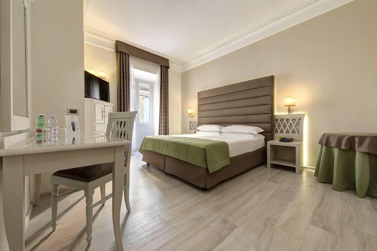 Down duvets, minibar, in-room safe, desk