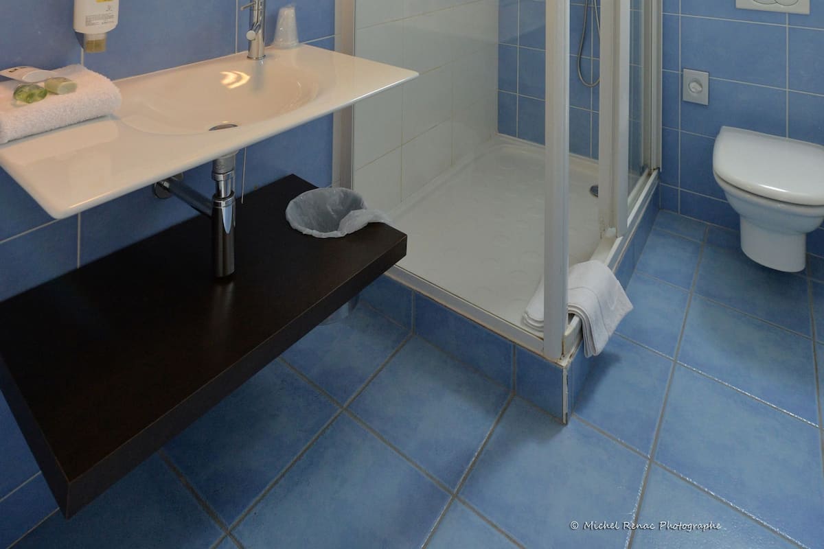 free toiletries, hair dryer, towels