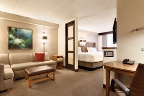 Down comforters, pillowtop beds, desk, blackout drapes