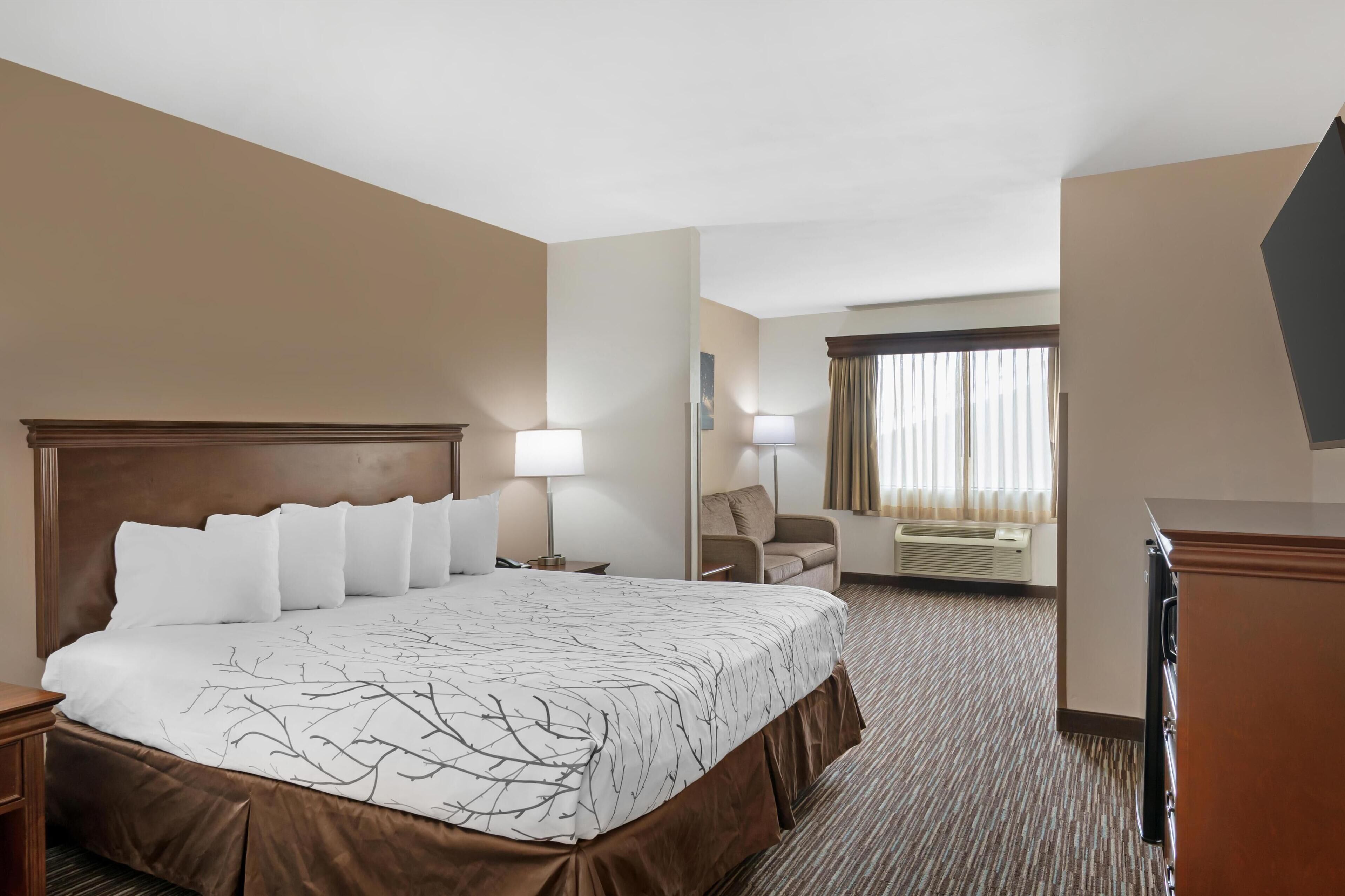 suite, 1 king bed, non smoking, microwave | blackout curtains, iron/ironing board, free cots/infant beds