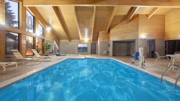 Indoor pool, open 8:00 AM to 10:00 PM, sun loungers