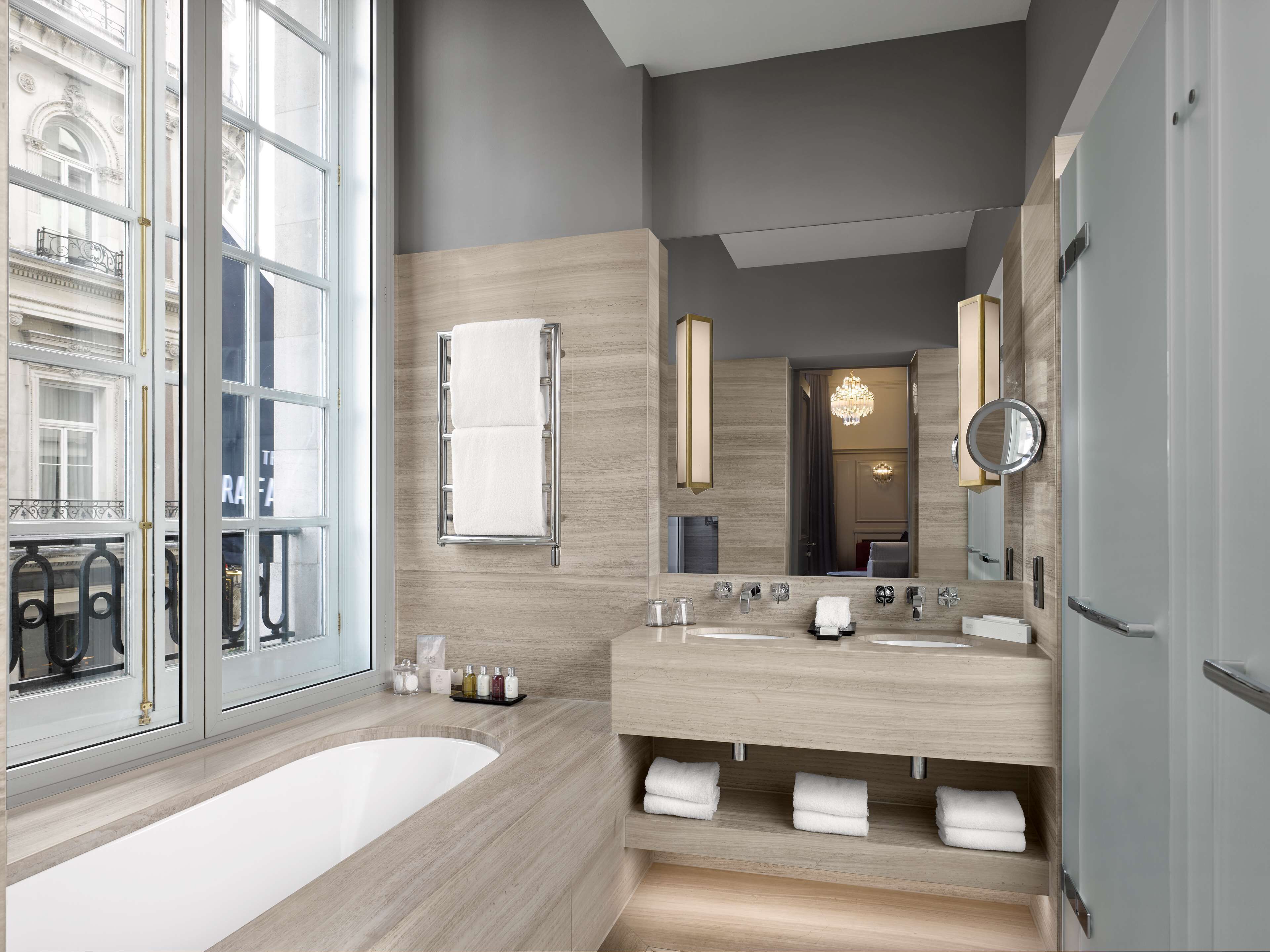 signature suite | bathroom | shower, designer toiletries, hair dryer, bathrobes