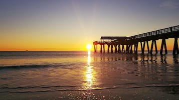 On the beach, fishing