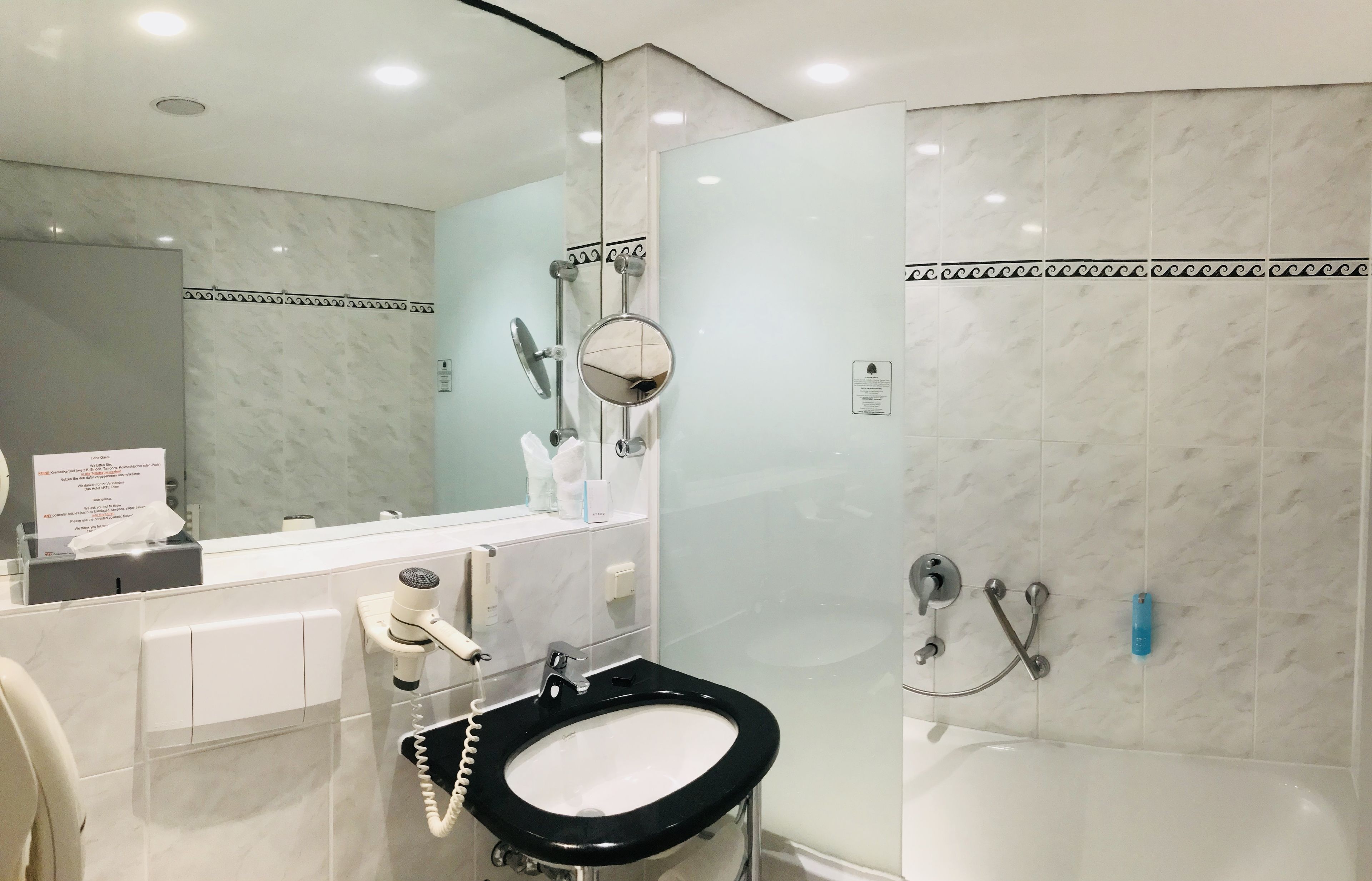 double room | bathroom | hair dryer, towels, soap, shampoo