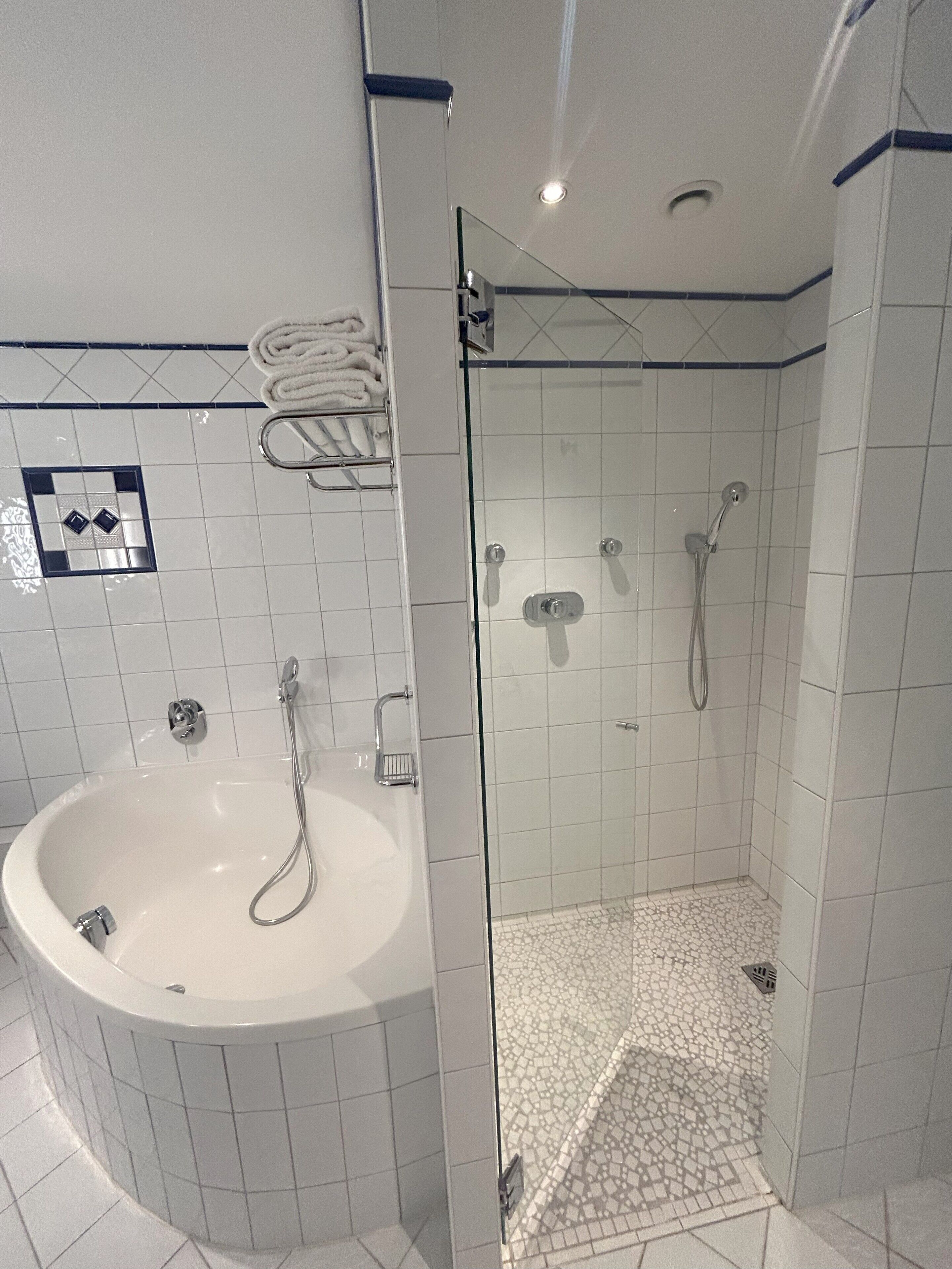 free toiletries, hair dryer, bathrobes, slippers