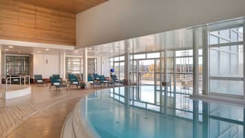 Indoor pool, outdoor pool, open 8:00 AM to 10:00 PM, pool umbrellas