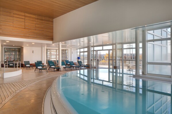 Indoor pool, outdoor pool, open 8:00 AM to 10:00 PM, pool umbrellas