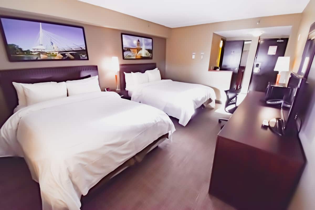 standard room, 2 queen beds | 1 bedroom, desk, iron/ironing board, free wifi