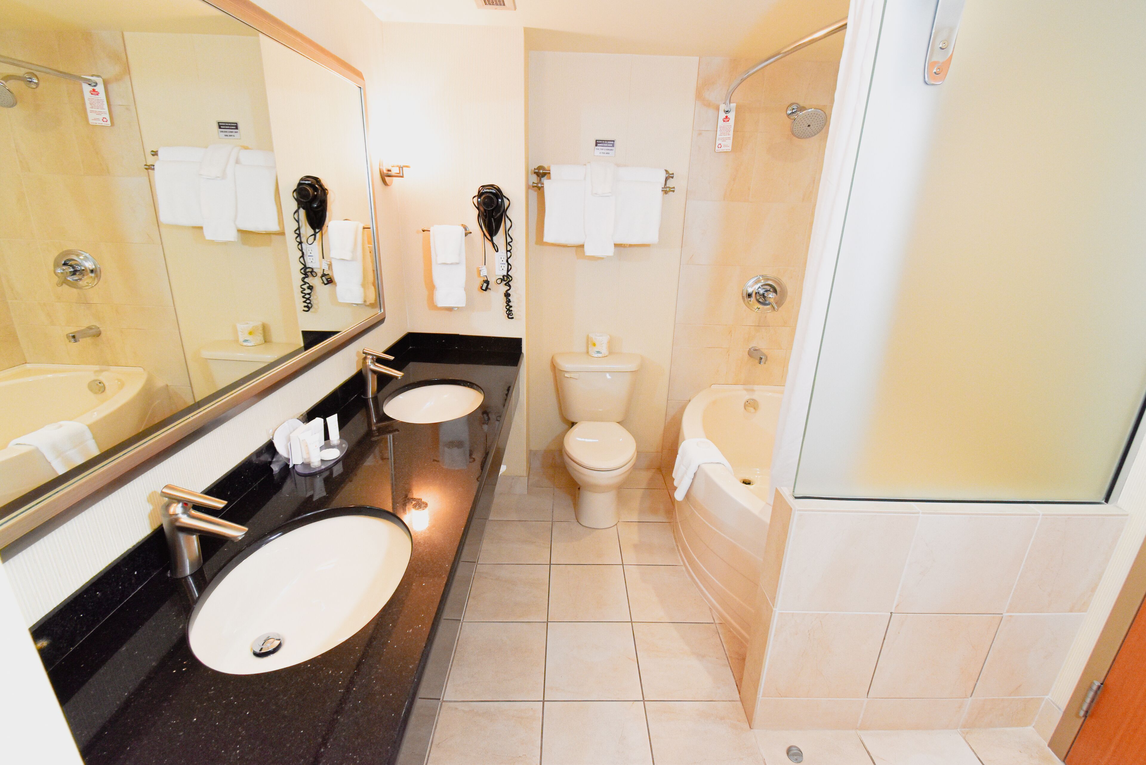 business suite | bathroom | combined shower/bathtub, hair dryer, towels