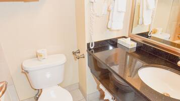 A bathroom with a toilet, a sink, a mirror, and a towel rack.